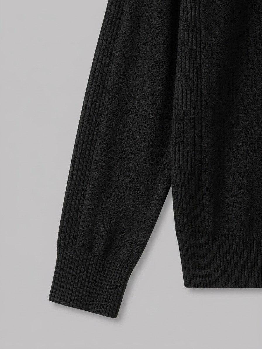 Cremona Men's Mock Neck Sweater — black — detail-2
