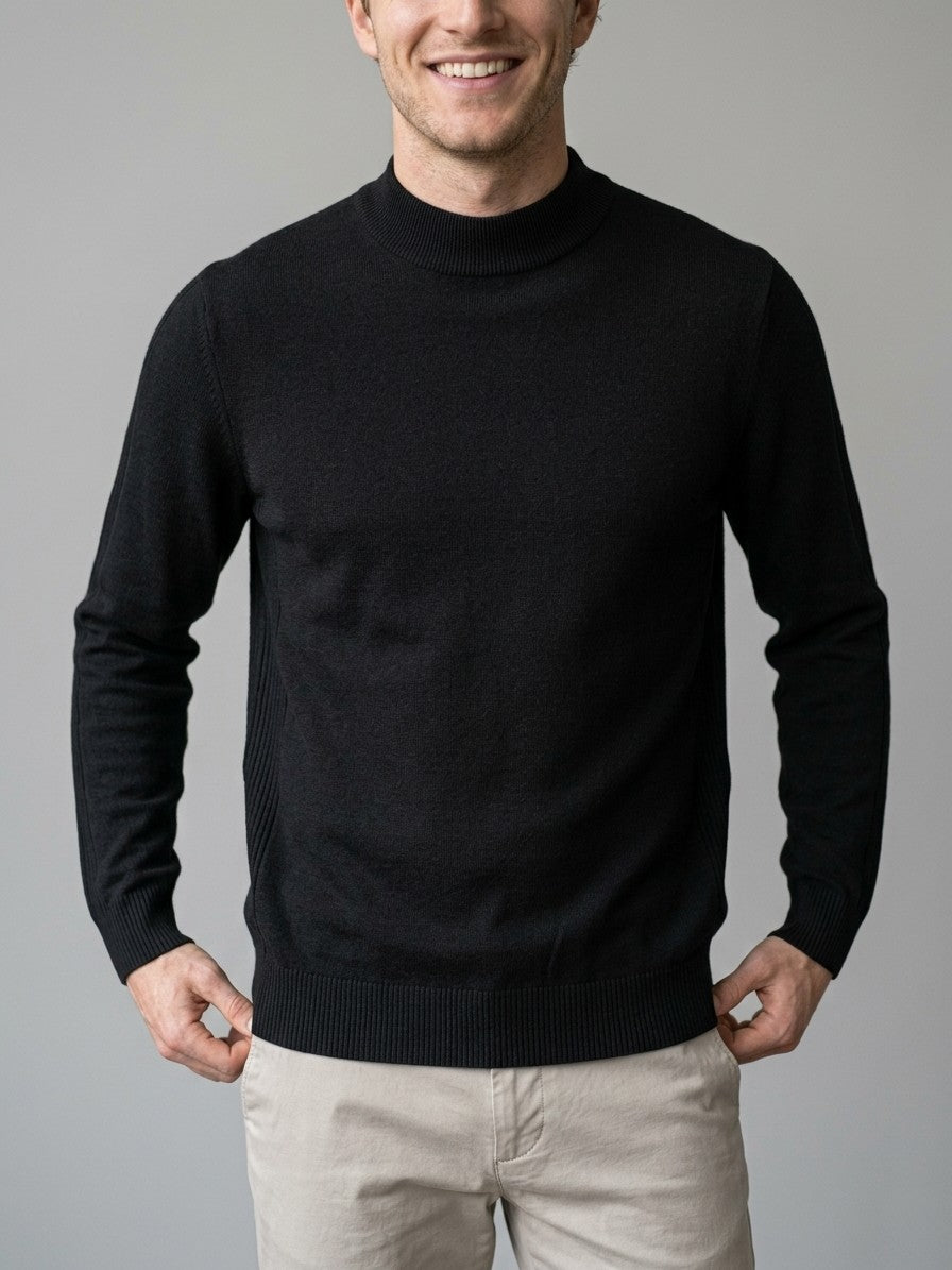 Cremona Men's Mock Neck Sweater — black — front