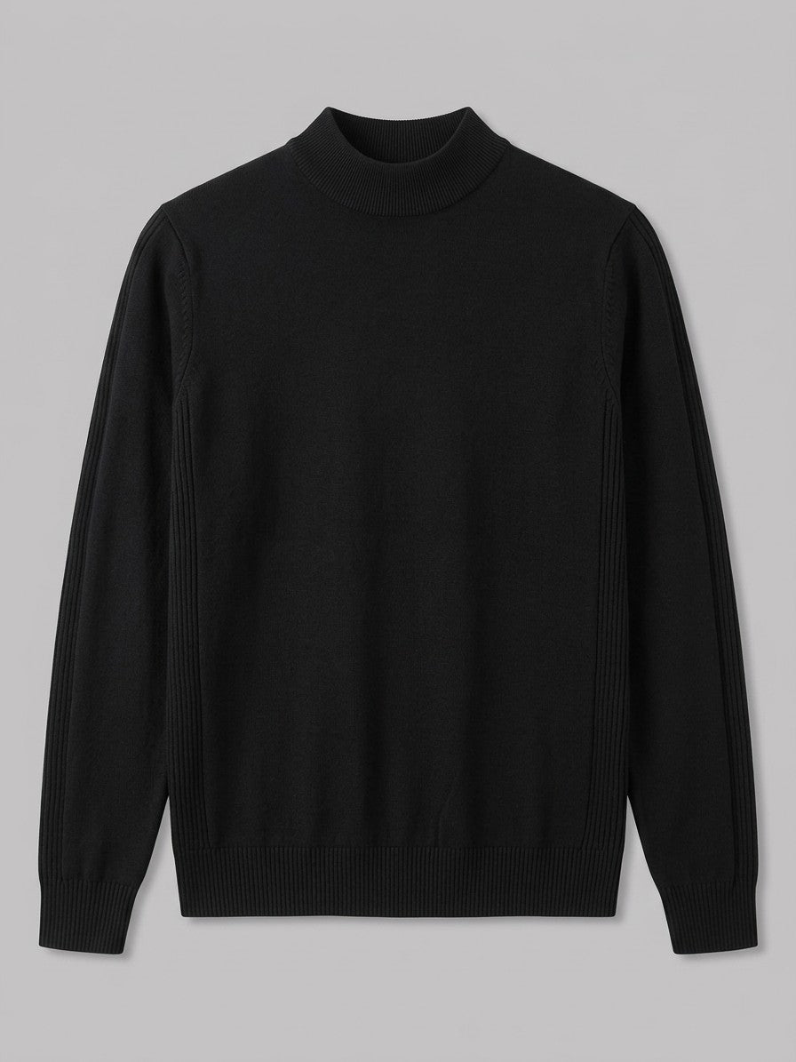 Cremona Men's Mock Neck Sweater — black — packshot