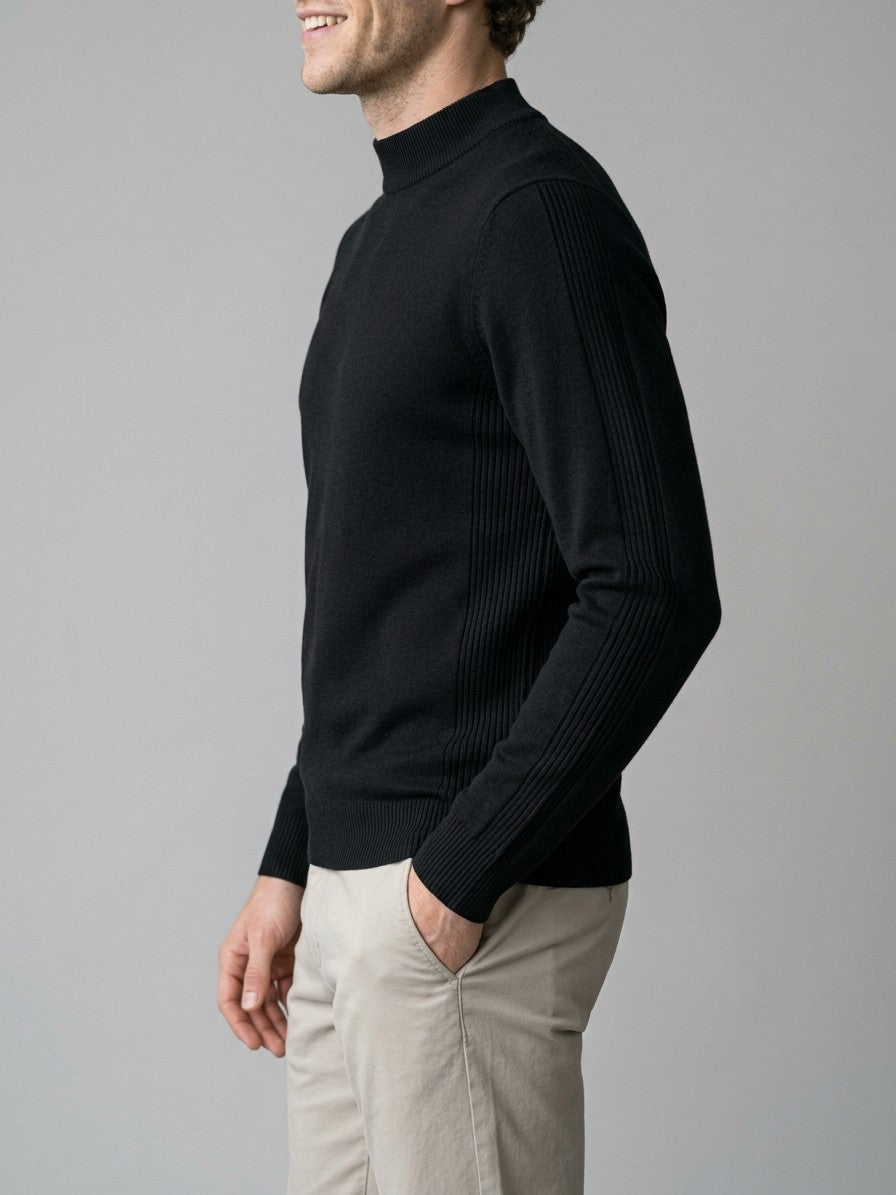 Cremona Men's Mock Neck Sweater — black — side