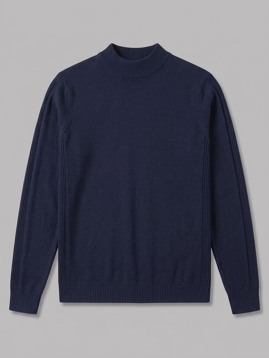 Cremona Men's Mock Neck Sweater — navy — packshot