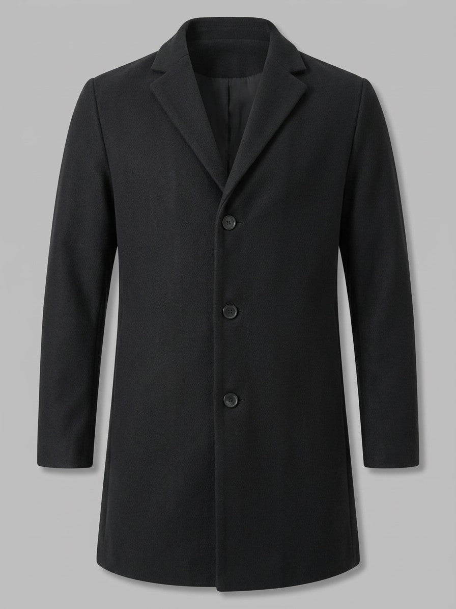 Cuneo Men's Single-Breasted Overcoat — black — packshot