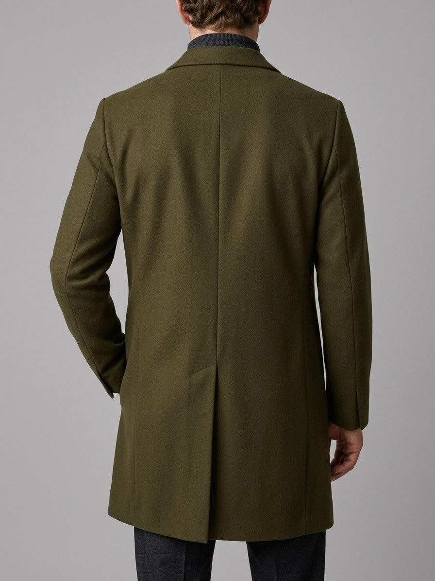Cuneo Men's Single-Breasted Overcoat — green — back