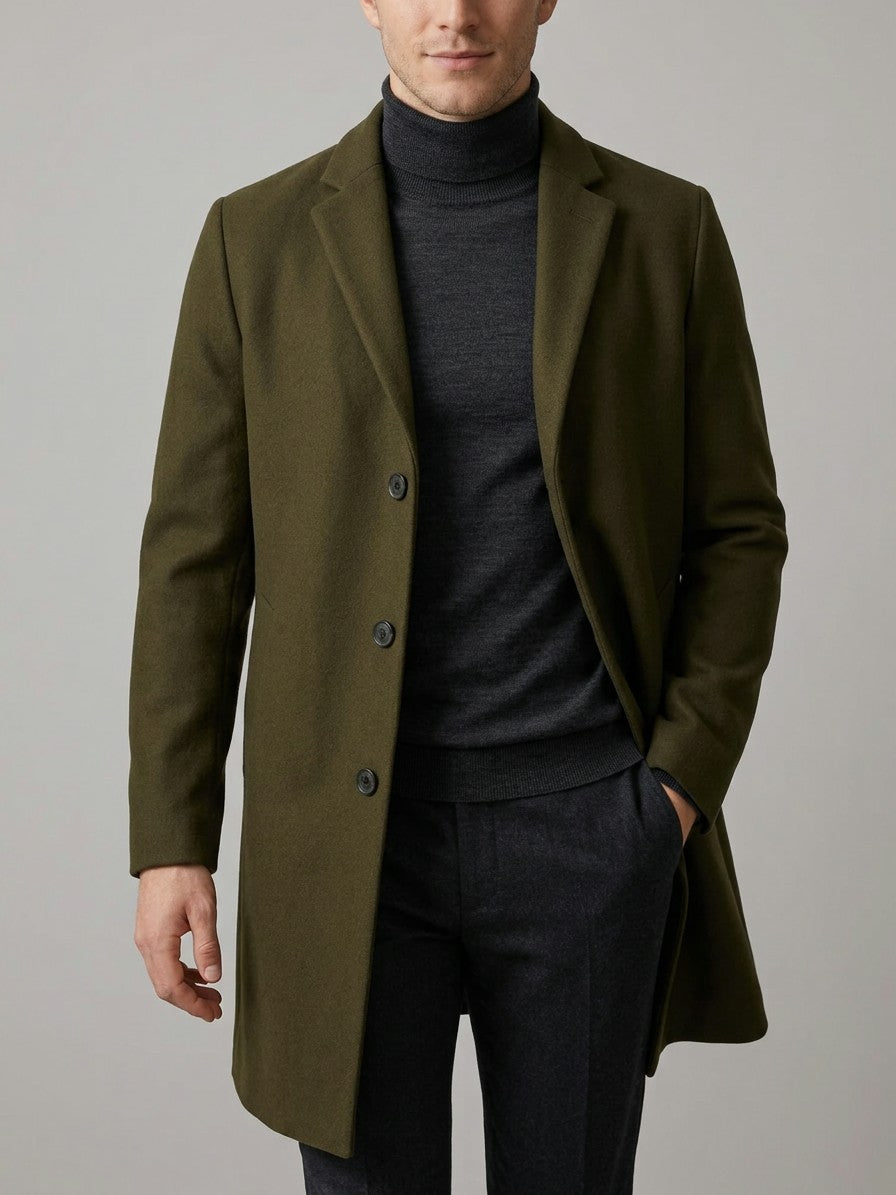 Cuneo Men's Single-Breasted Overcoat — green — front