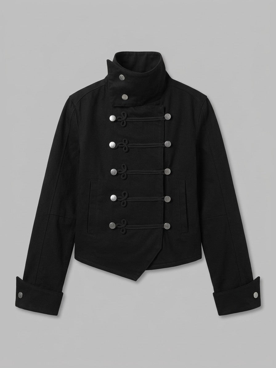 Dervio Men's Braided Frogging Military Jacket — black — packshot