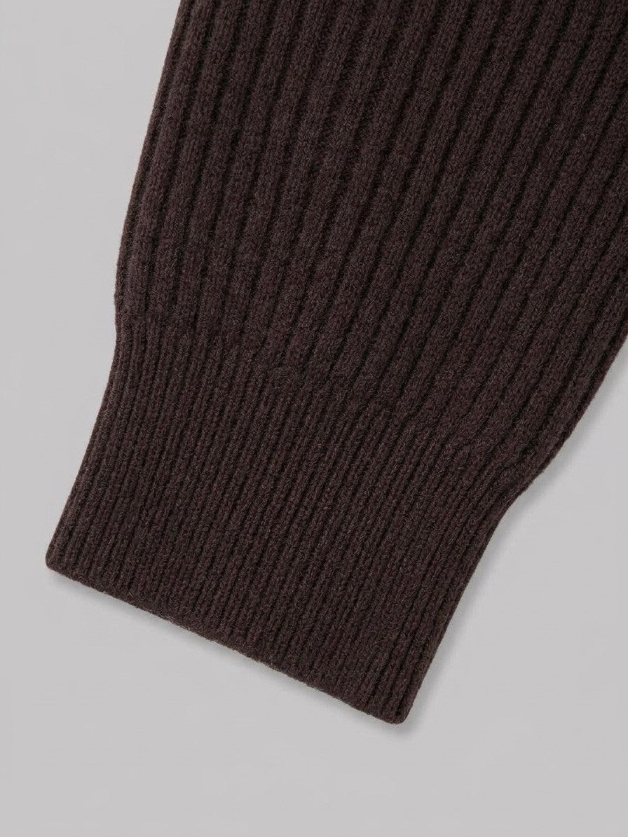 Desenzano Men's Ribbed Half-Zip Sweater — darkbrown — detail-2