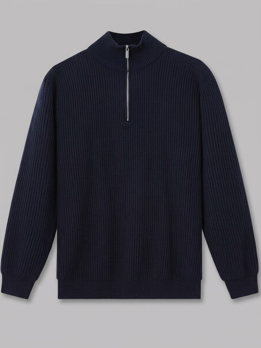 Desenzano Men's Ribbed Half-Zip Sweater — royalblue — packshot