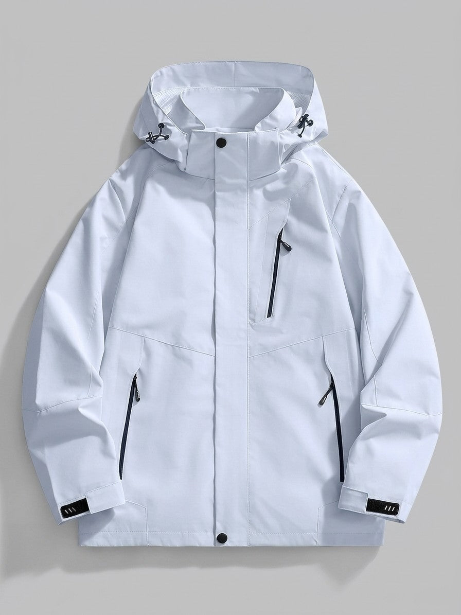 Domaso Men's Chevron-Panel Hooded Shell Jacket — iceblue — packshot
