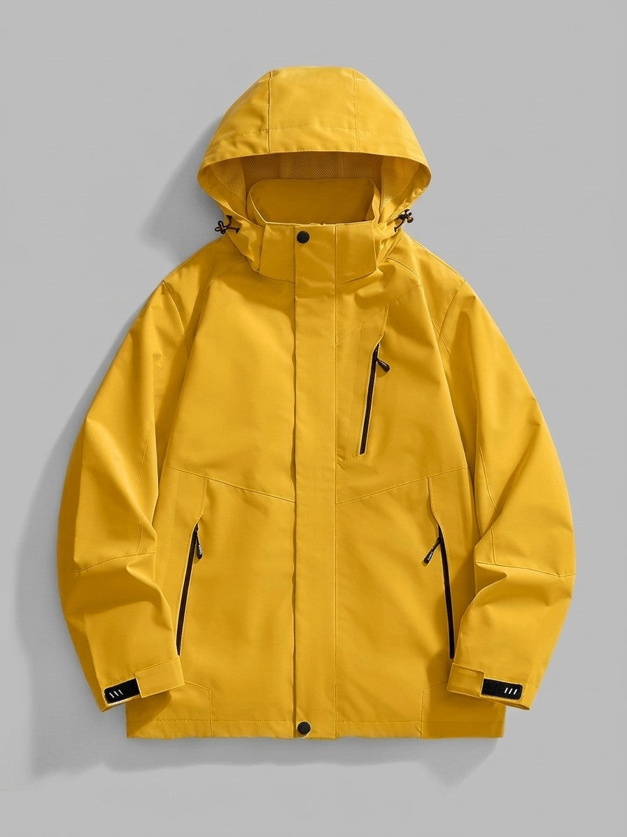Domaso Men's Chevron-Panel Hooded Shell Jacket — sunfloweryellow — packshot