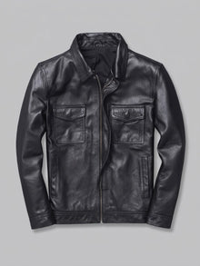 Dozza Men's Zip-Front Faux Leather Field Jacket