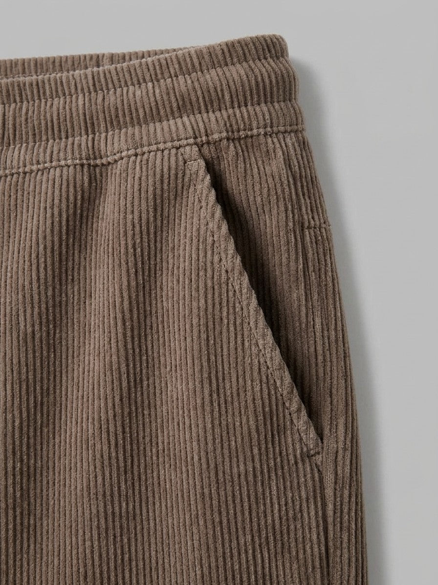 Elio Men's Ribbed Drawstring Trousers — brown — detail-2