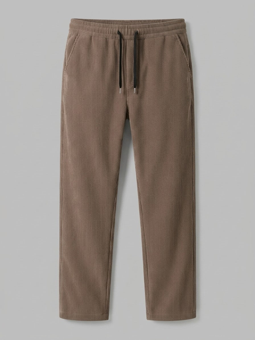 Elio Men's Ribbed Drawstring Trousers — brown — packshot