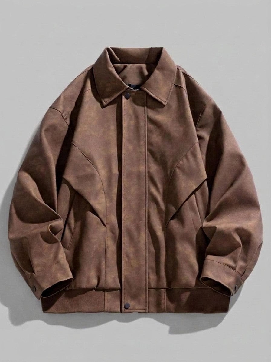 Erice Men's Panelled Faux Suede Jacket — brown — packshot