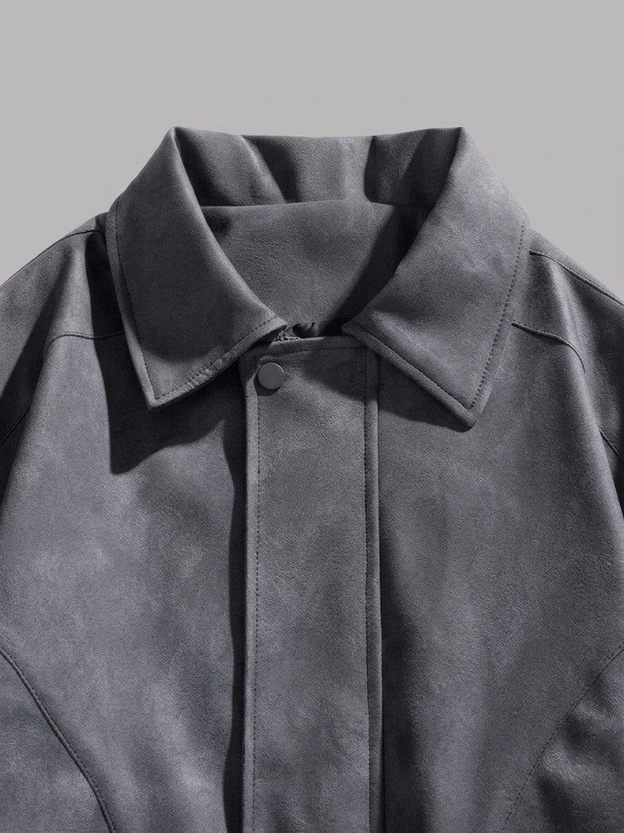 Erice Men's Panelled Faux Suede Jacket — gray — detail-2