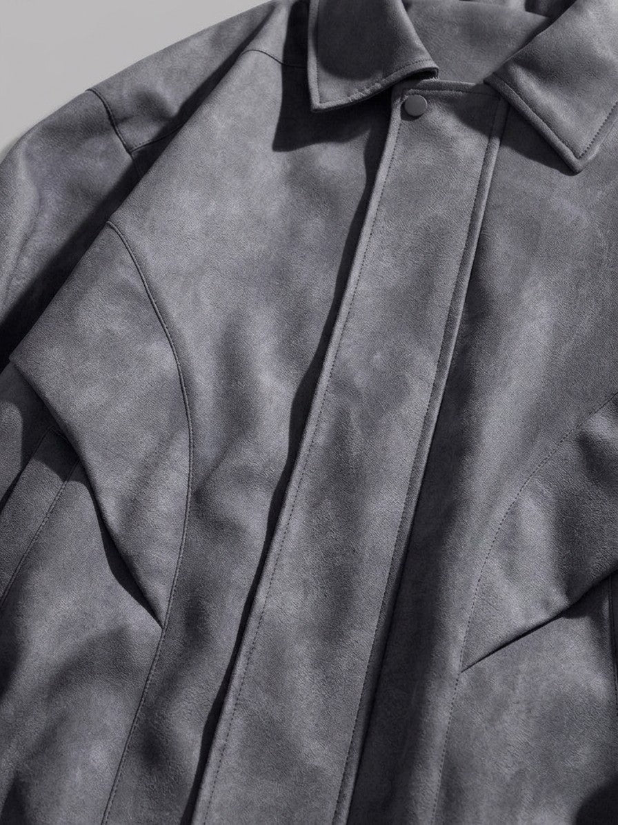 Erice Men's Panelled Faux Suede Jacket — gray — detail