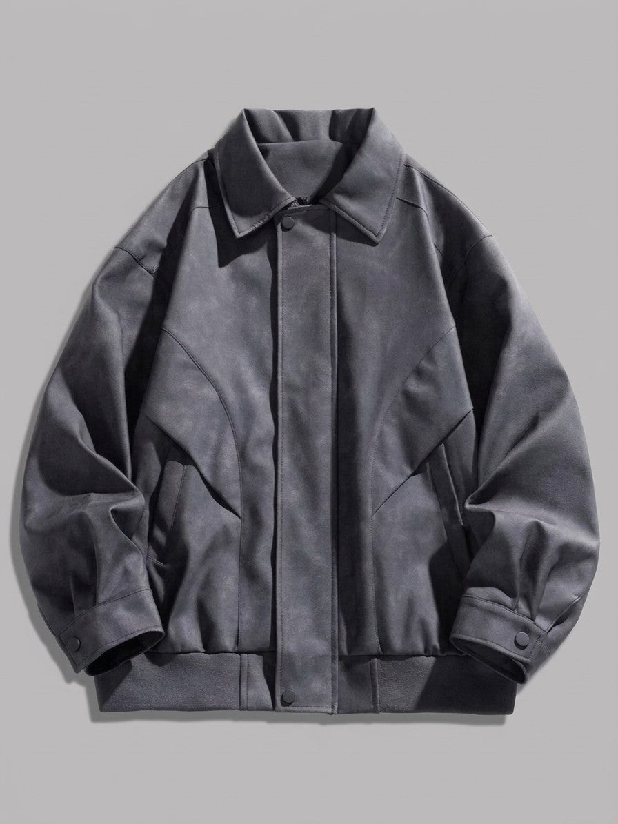 Erice Men's Panelled Faux Suede Jacket — gray — packshot