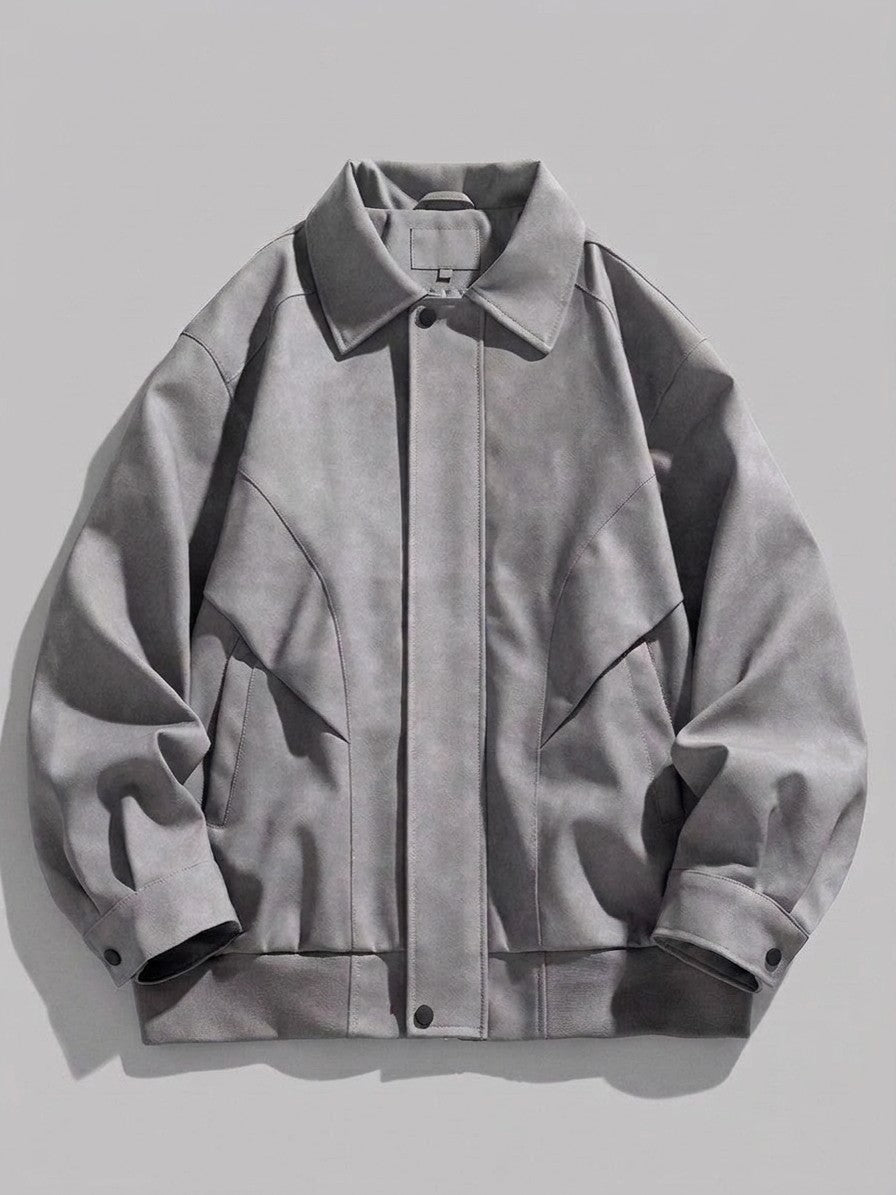 Erice Men's Panelled Faux Suede Jacket — lightgray — packshot