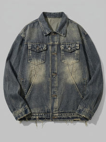Fabriano Men's Frayed-Hem Vintage Trucker Jacket