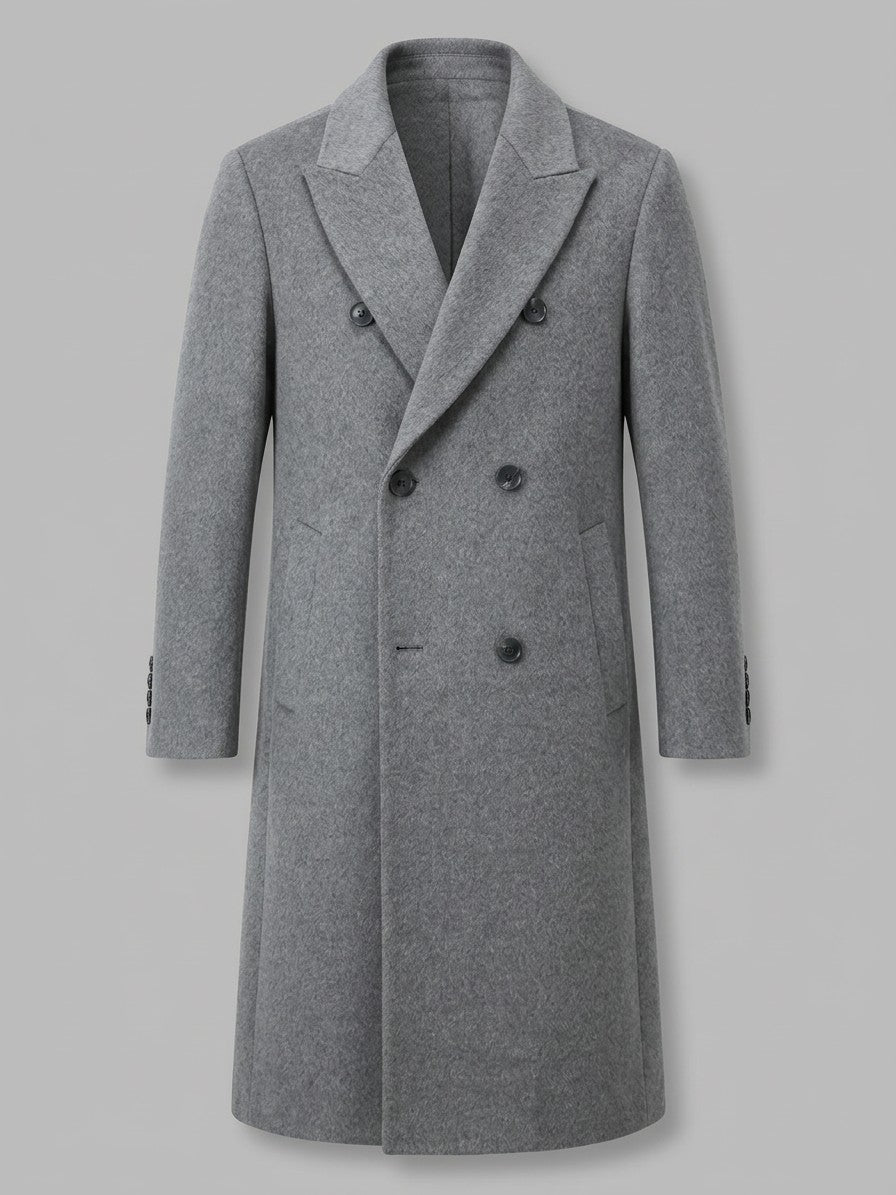 Faenza Men's Double-Breasted Longline Coat — grey — packshot