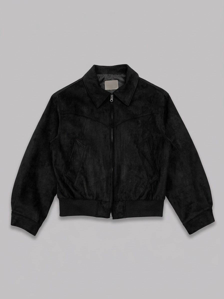 Fermignano Men's Western-Yoke Suede Jacket — black — packshot