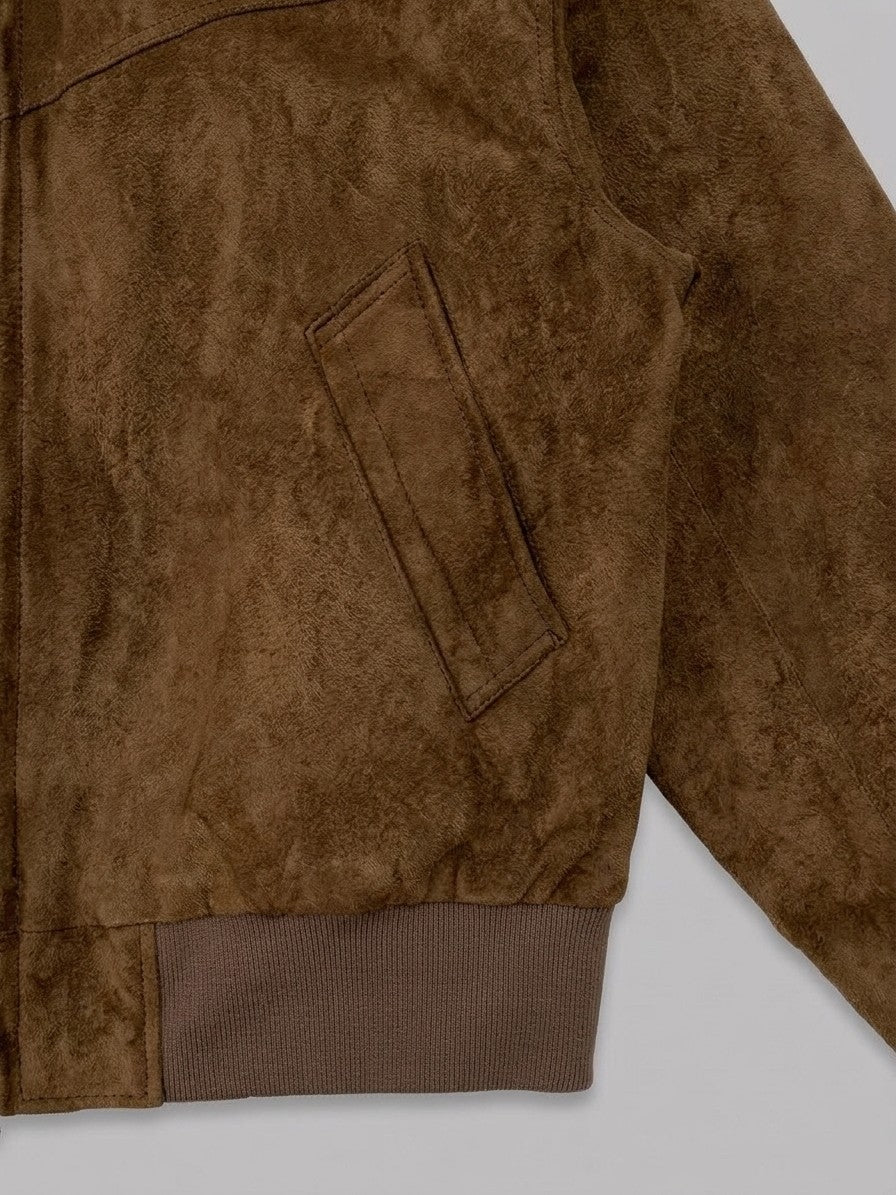 Fermignano Men's Western-Yoke Suede Jacket — brown — detail-2