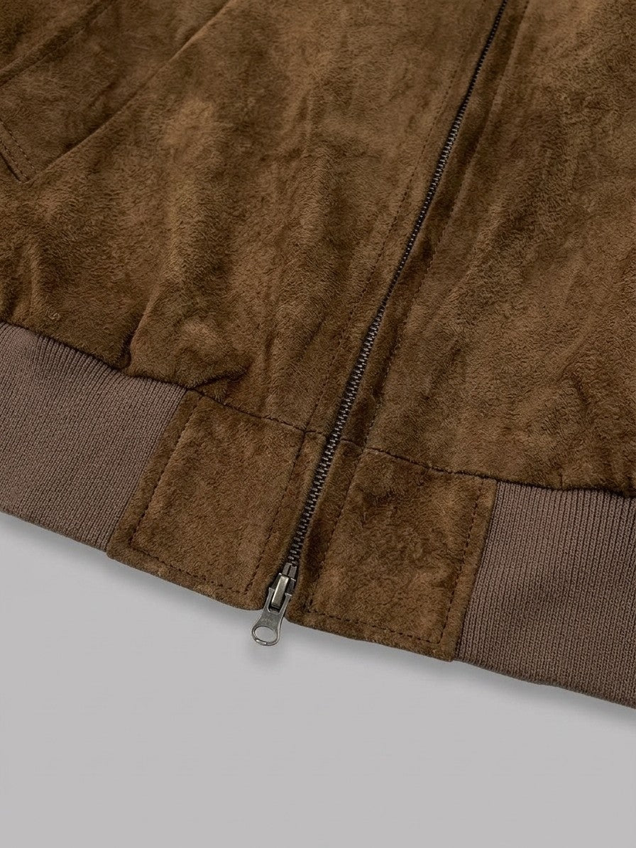 Fermignano Men's Western-Yoke Suede Jacket — brown — detail-collar