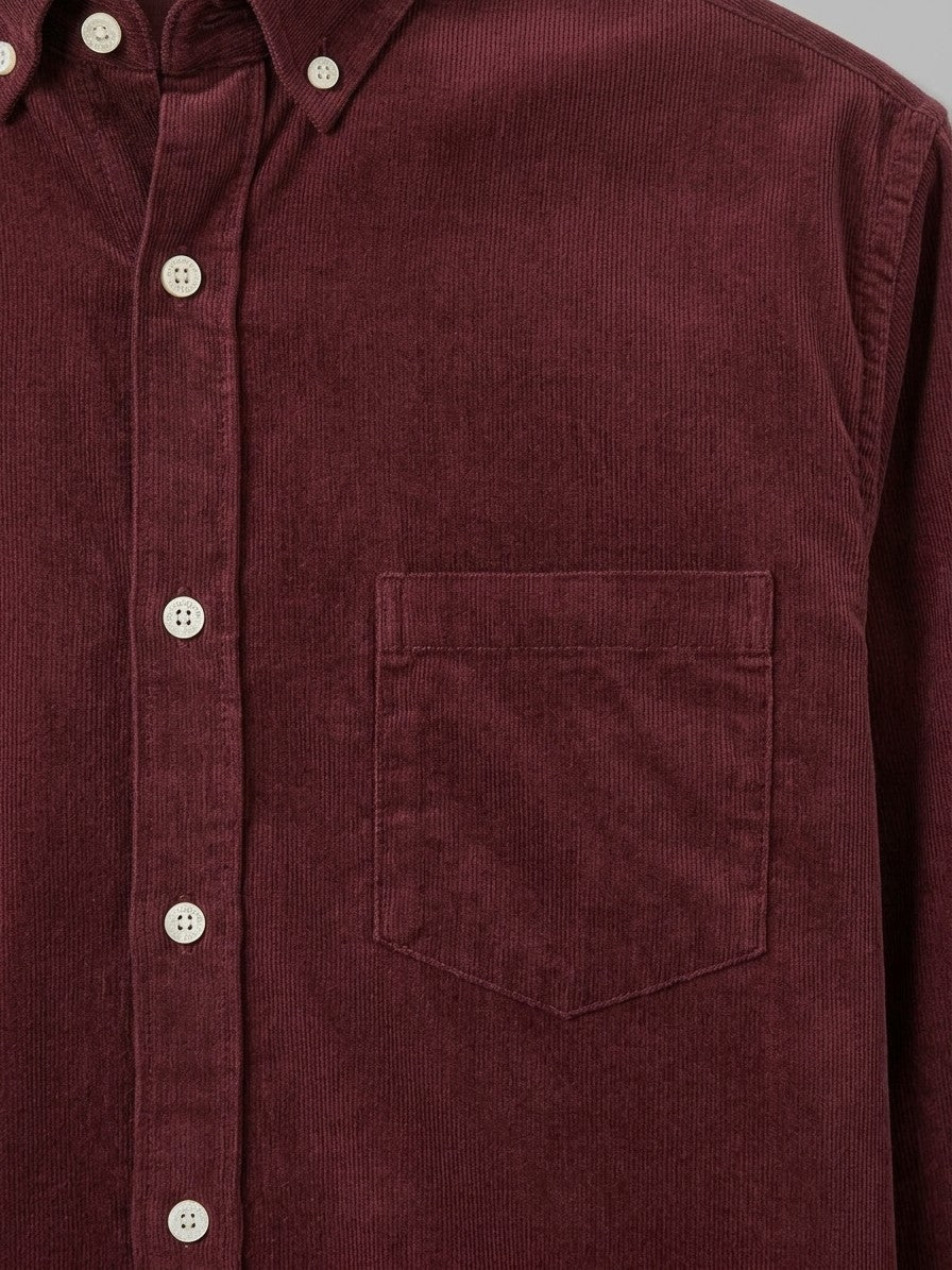 Fermo Men's Corduroy Long-Sleeve Shirt — burgundy — detail