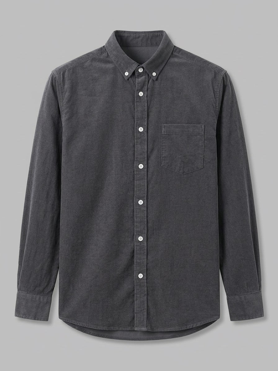 Fermo Men's Corduroy Long-Sleeve Shirt — darkgray — packshot