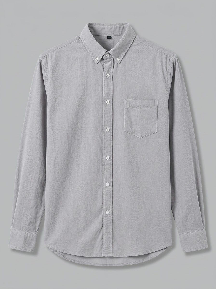 Fermo Men's Corduroy Long-Sleeve Shirt — lightgray — packshot