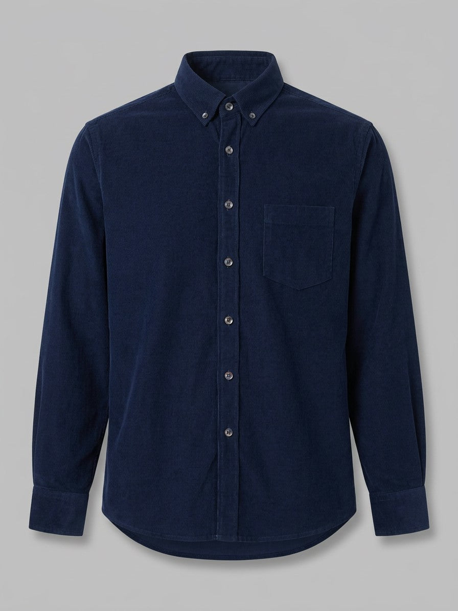 Fermo Men's Corduroy Long-Sleeve Shirt — navy — packshot