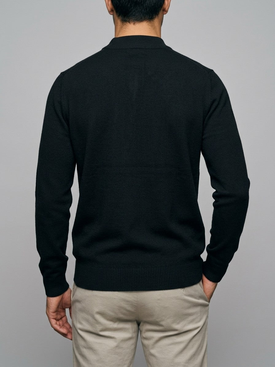 Fiesole Men's Fine-Knit Sweater — black — back