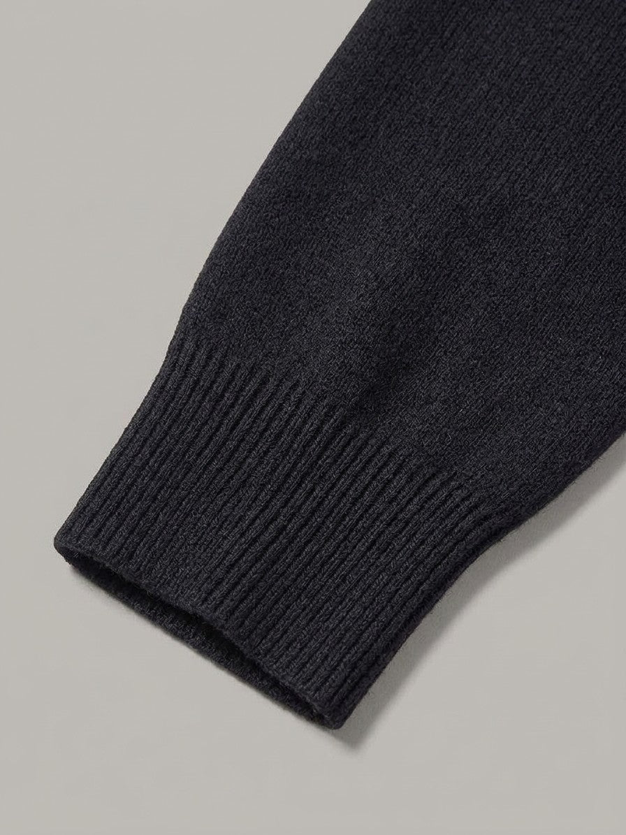 Fiesole Men's Fine-Knit Sweater — black — detail-2