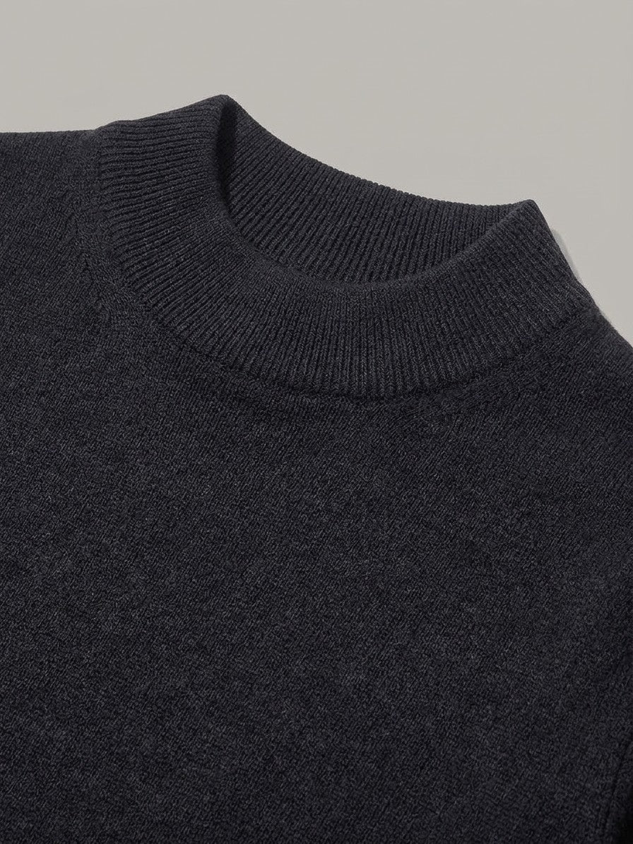 Fiesole Men's Fine-Knit Sweater — black — detail-collar