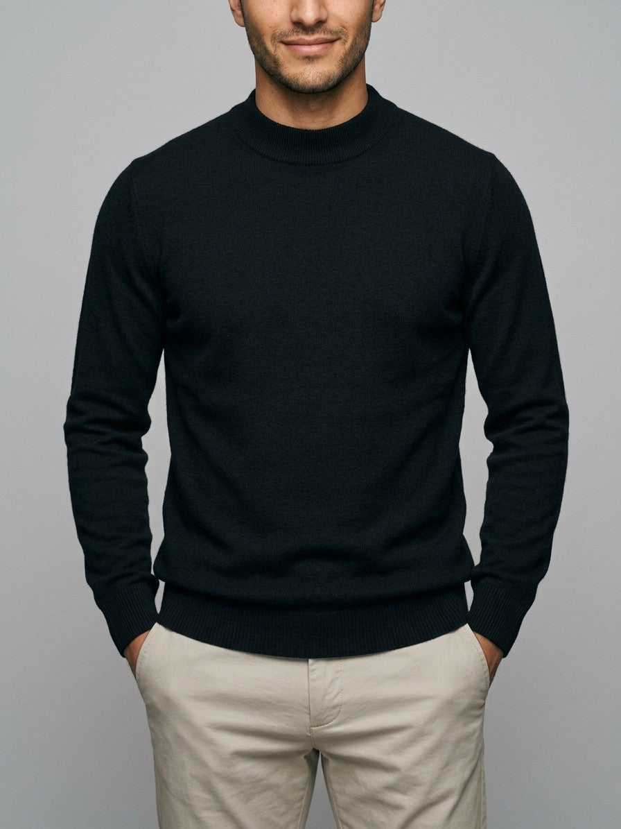 Fiesole Men's Fine-Knit Sweater — black — front