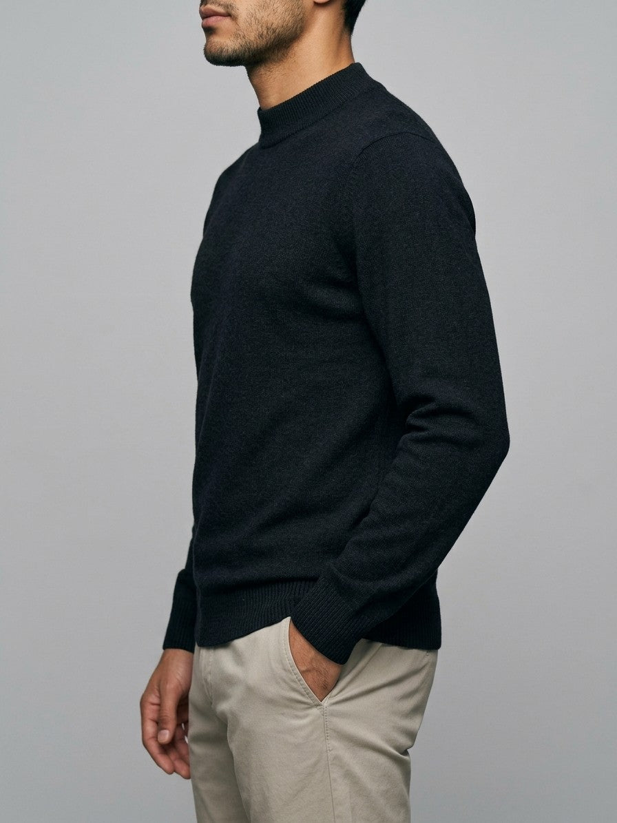 Fiesole Men's Fine-Knit Sweater — black — side