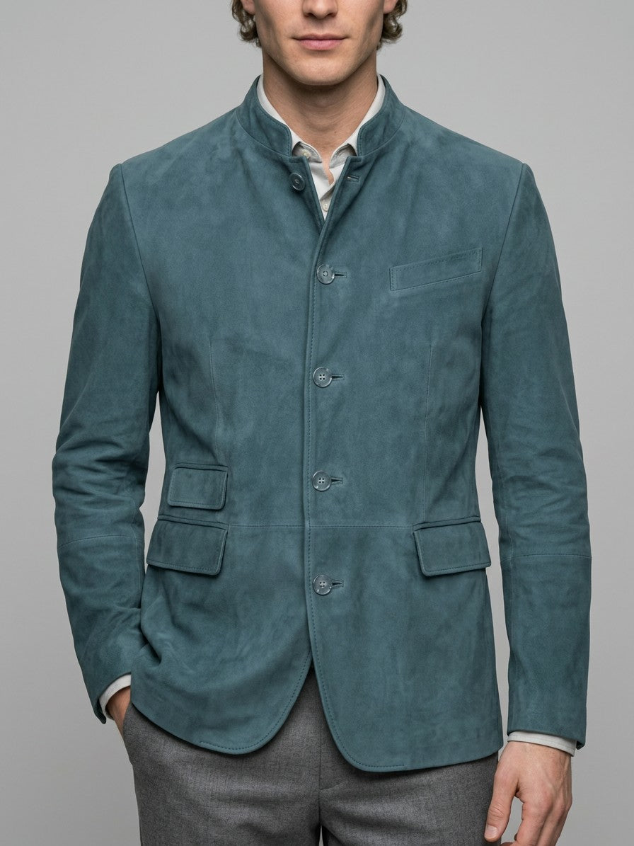 Firenze Men's Cotton-Blend Button-Up Blazer — blue — front