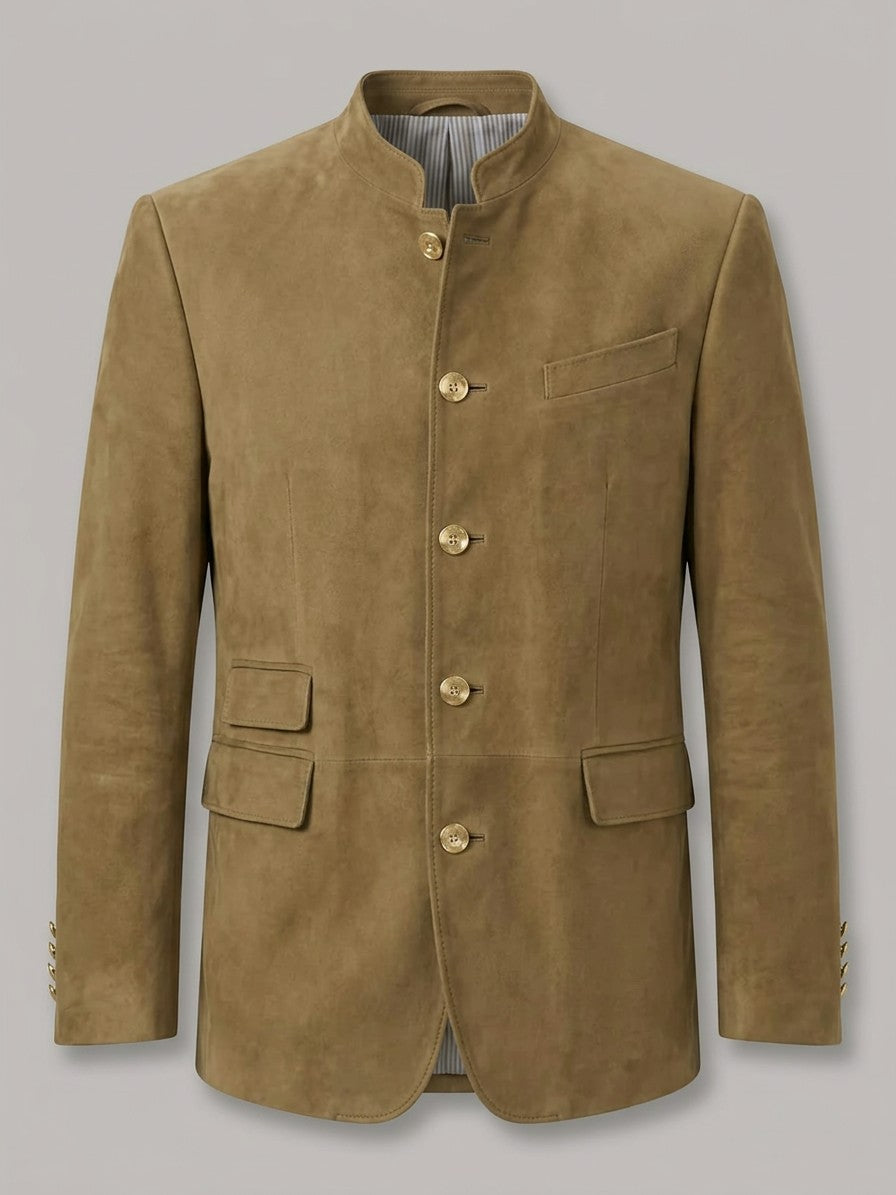 Firenze Men's Cotton-Blend Button-Up Blazer — khaki — packshot