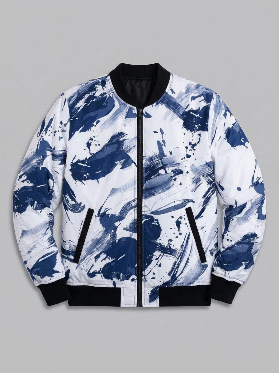 Fiumalbo Men's All-Over Print Bomber Jacket — blueinkbrush — packshot