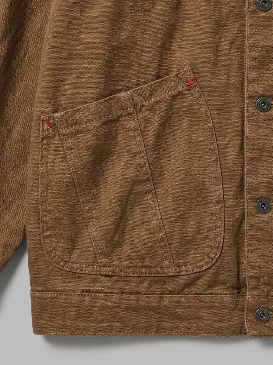 Fiumefreddo Men's Patch-Pocket Canvas Chore Jacket — brown — detail-2