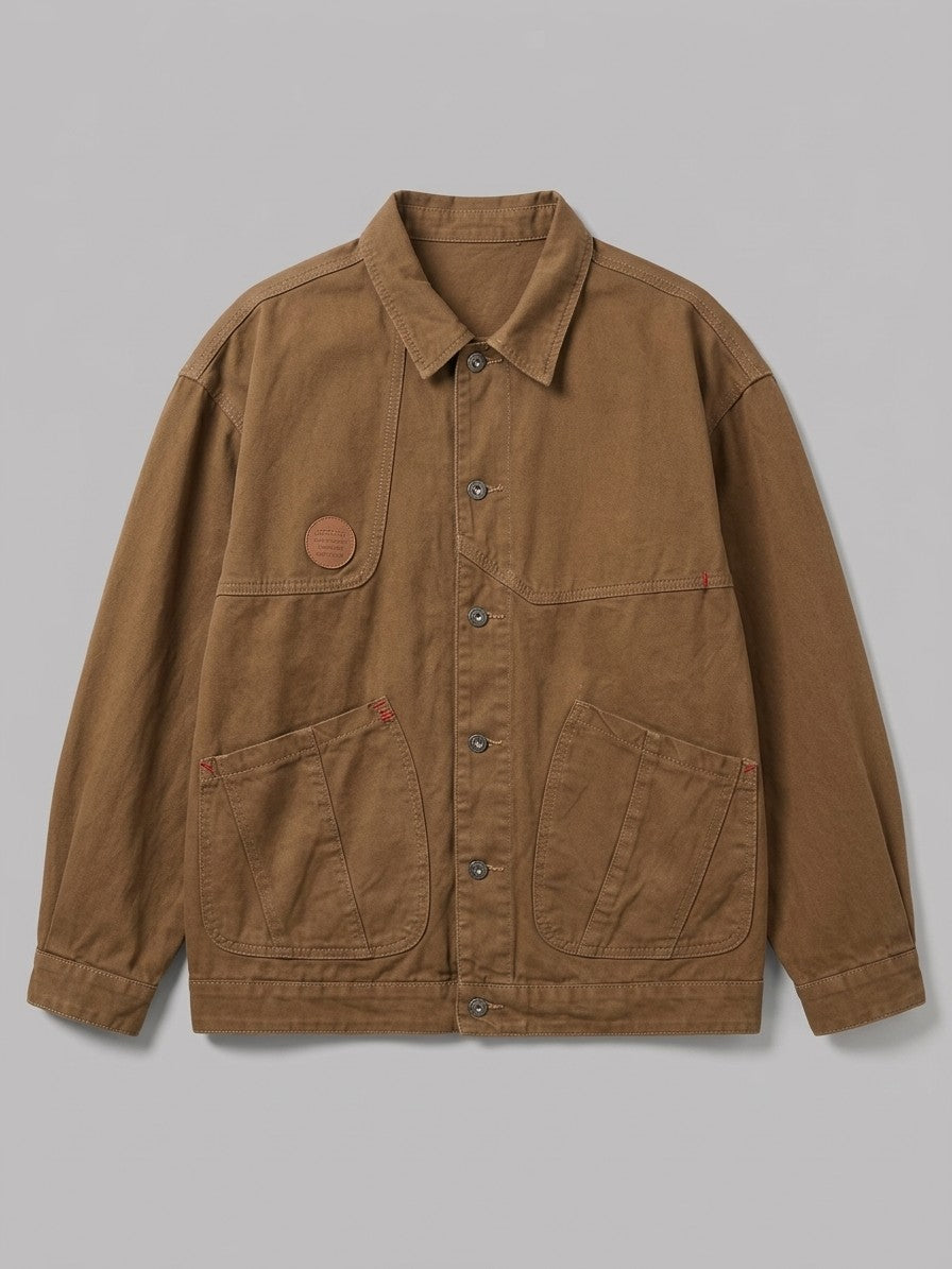 Fiumefreddo Men's Patch-Pocket Canvas Chore Jacket — brown — packshot