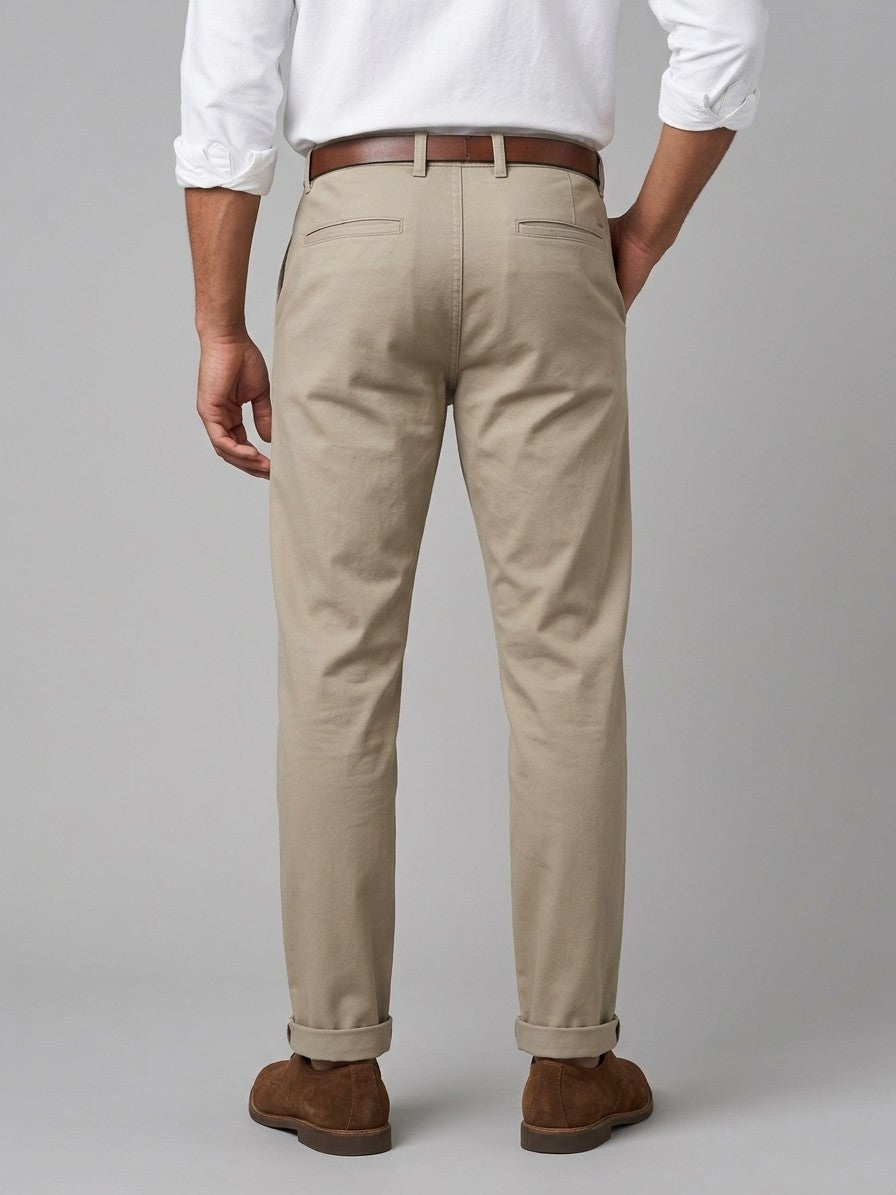 Florence Men's Stretch Chino Pants — khaki — back