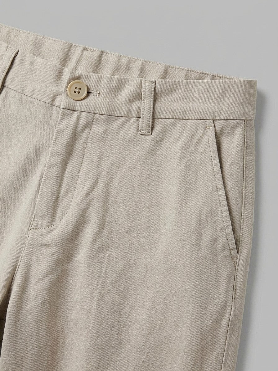 Florence Men's Stretch Chino Pants — khaki — detail-collar