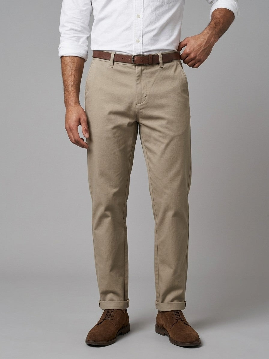 Florence Men's Stretch Chino Pants — khaki — front