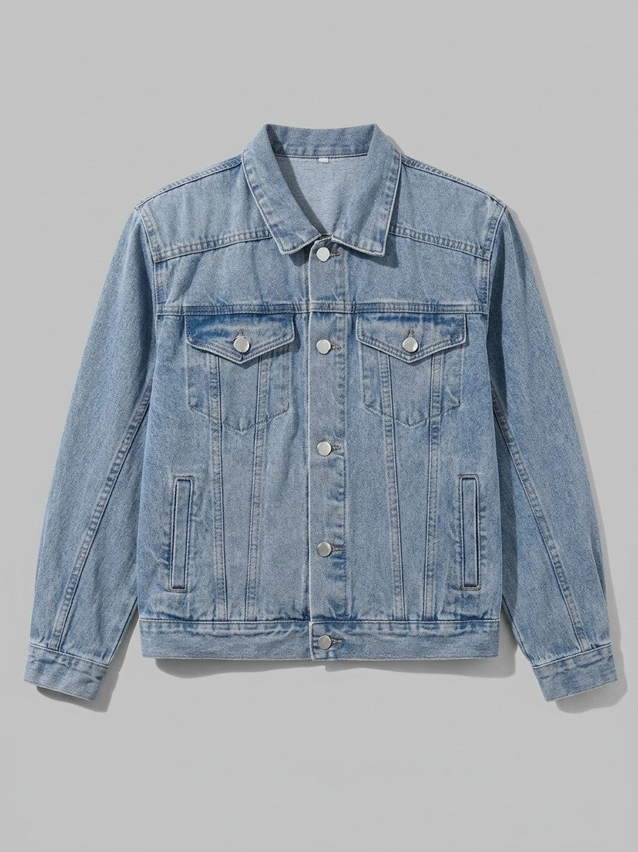Foligno Men's Square-Shoulder Trucker Jacket — lightblue — packshot