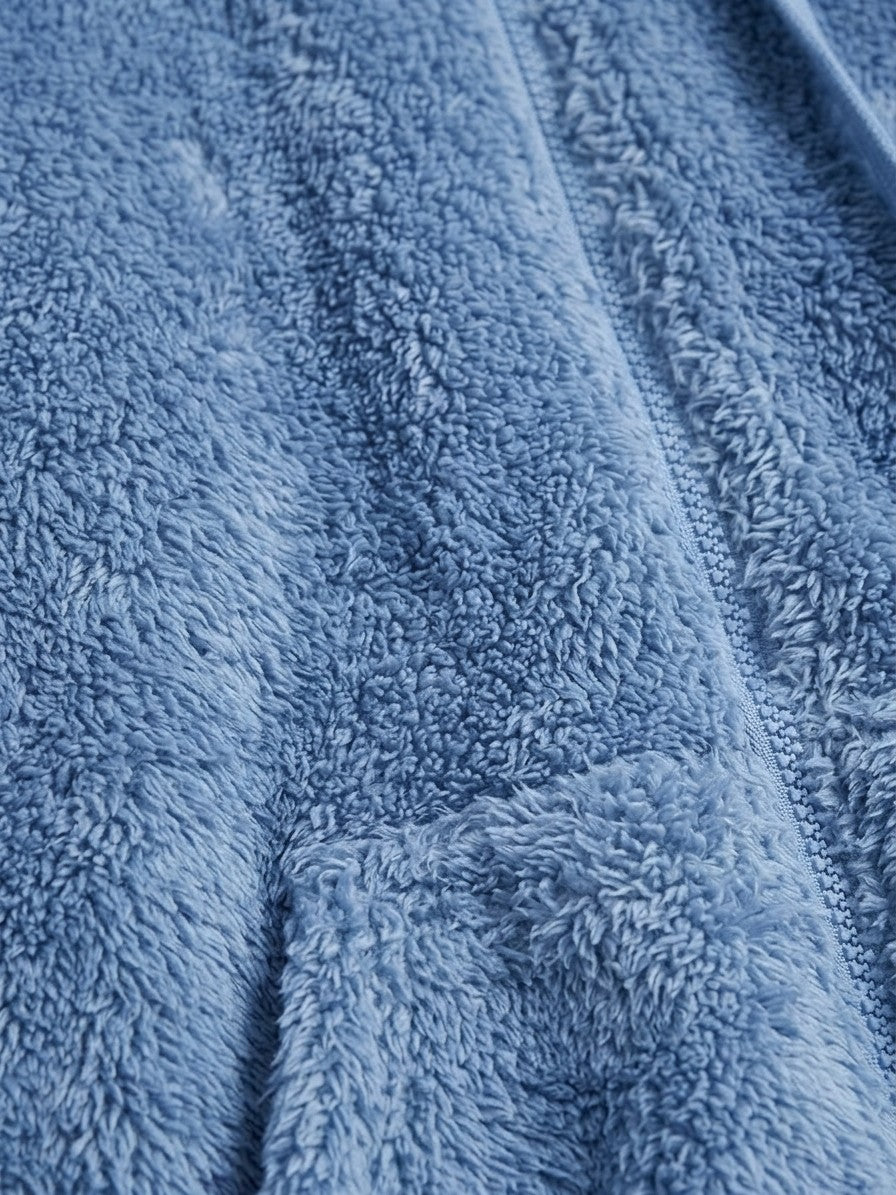 Fondi Women's Fuzzy Hooded Zip Jacket — skyblue — detail