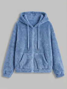 Fondi Women's Fuzzy Hooded Zip Jacket