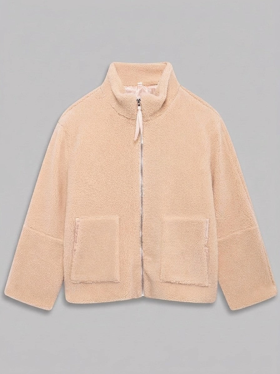Fossombrone Women's Stand Collar Sherpa Jacket — tan — packshot