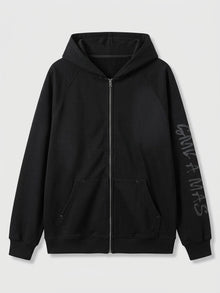 Frascati gotisk hoodie med lynlås, patch og spray-skygge til herre