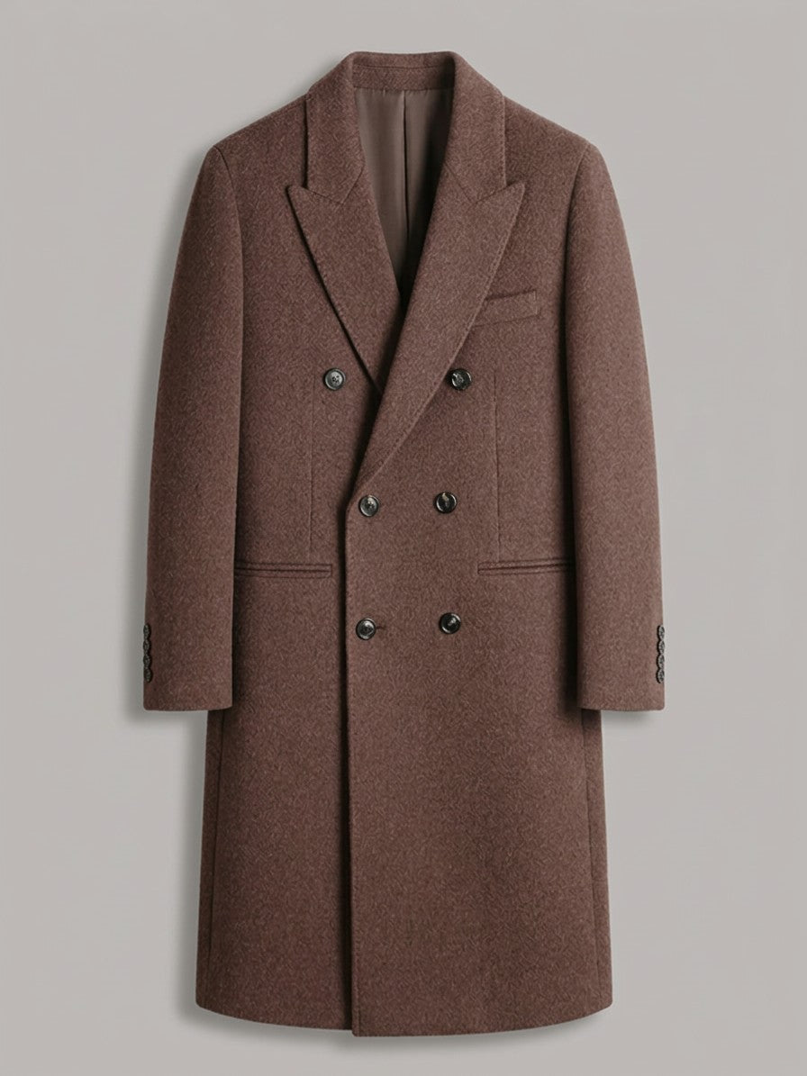 Gaeta Men's Double-Breasted Wool Overcoat — camel — packshot