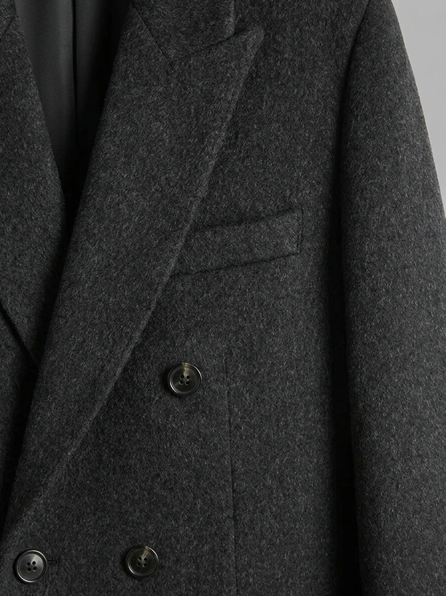 Gaeta Men's Double-Breasted Wool Overcoat — darkgray — detail-2